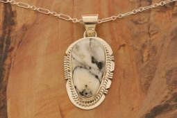 Native American Jewelry Genuine White Buffalo Sterling Silver Pendant